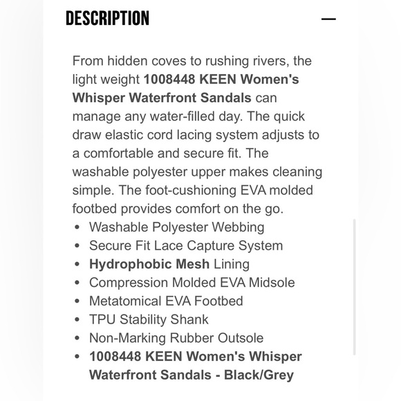 Keen Women's Whisper Waterfront Sandals Size 8 - Picture 3 of 14